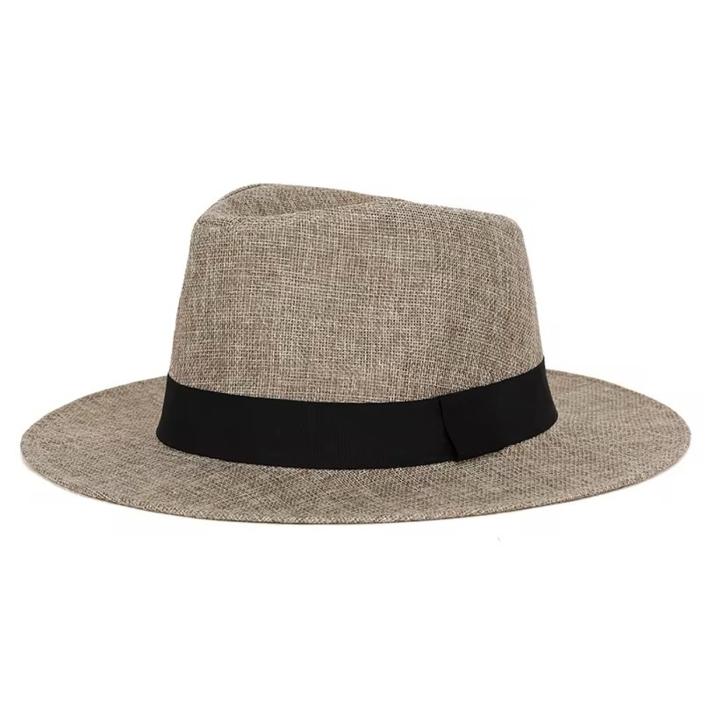 Stylish Tan Fedora Hat with Black Band